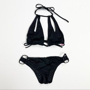 Victoria’s Secret Split‎ Black String Bikini Set Medium